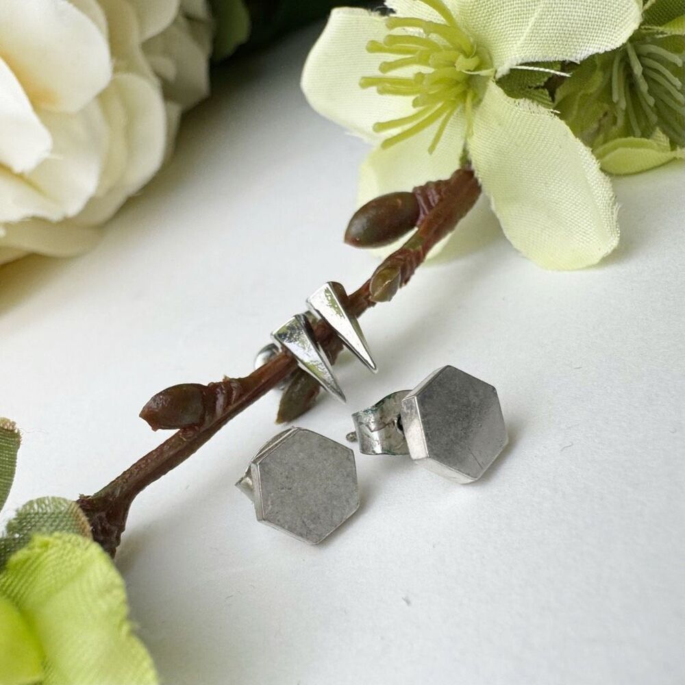 MINIMALIST earrings | 2 pair | Modern silver studs | geometric & sleek | underst